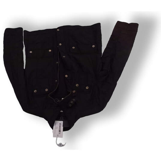 Women Black Long Sleeve Collared Pockets Full Zip Jacket Size Medium image number 6