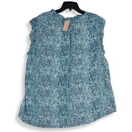 NWT Loft Womens Blue Floral Round Neck Sleeveless Blouse Top Size 20 alternative image