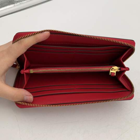 Tory Burch Womens Red Leather Inner Pocket Zip-Around Wallet image number 3