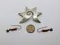 Artisan Mexico 925 Faux Stone Rectangle Flower Charm Drop Earrings & Spiky Star Spiral Brooch 16.1g image number 5
