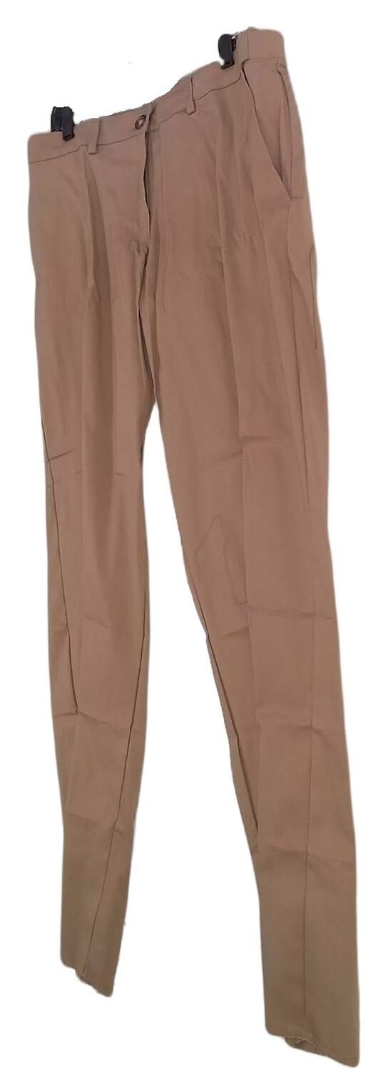 NWT Mens Khaki Flat Front Straight Leg Formal Dress Pants image number 2
