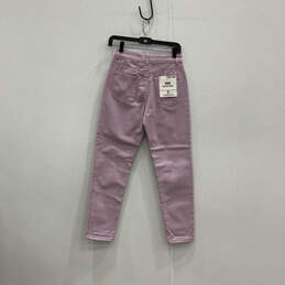 NWT Womens Pink Denim Medium Wash High Rise Ankle Mom Jeans Size 0 alternative image