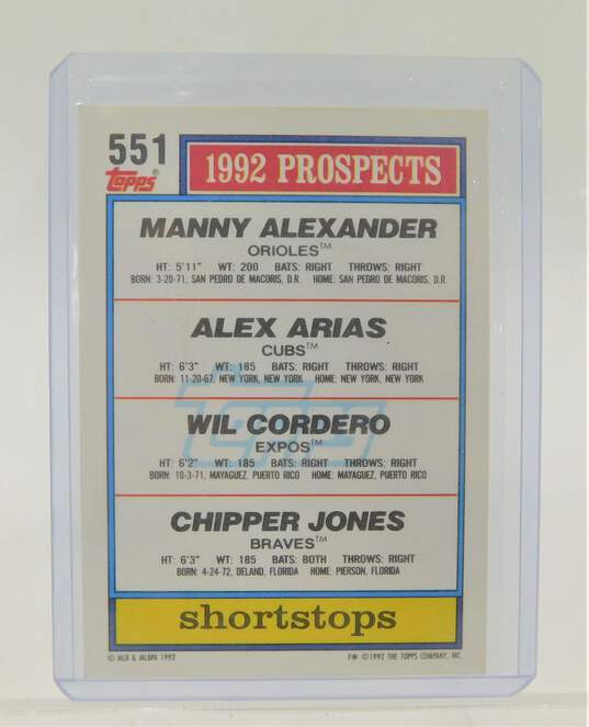1992 HOF Chipper Jones Topps Top Prospects Rookie Atlanta Braves image number 2
