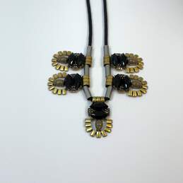 Designer J. Crew Gold-Tone Black Rhinestone Station Link Collar Necklace alternative image