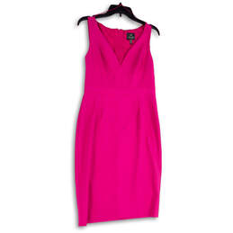 Womens Pink Sleeveless Back Zip Cutout Knee Length Sheath Dress Size 10