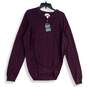 NWT Joseph Abboud Mens Purple V-Neck Long Sleeve Pullover Sweater Size L image number 1
