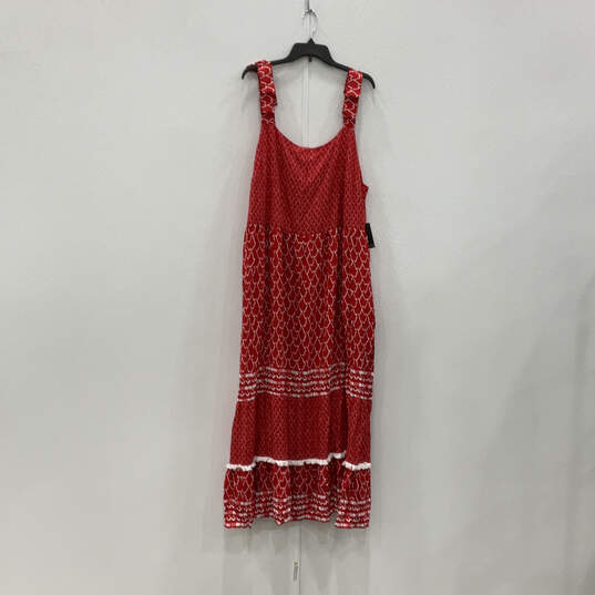 NWT Womens Red White Printed Square Neck Sleeveless Shift Dress Size 24 image number 2