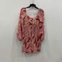 NWT Womens Red Pink Floral Print Long Sleeve Back-Zip Mini Dress Size S image number 2