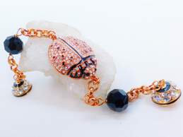 AKKAD Rose Gold Tone Crystal Ladybug Snap Closure Bracelet 25.4g alternative image