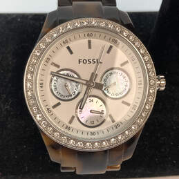 Designer Fossil ES-2456 Silver-Tone Adjustable Strap Analog Wristwatch