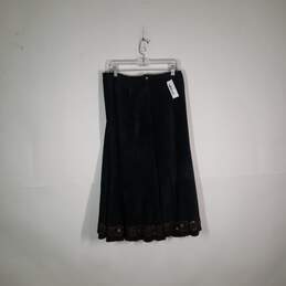 Womens Leather Pleated Regular Fit Flat Front A-line Skirt Size 2