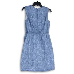 Sam Edelman Womens Blue White Printed Ruffle Sleeveless Shift Dress Size 4 alternative image