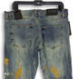 NWT Mens Blue Denim Paint Splatter 5-Pocket Design Straight Leg Jeans Sz 34 image number 4
