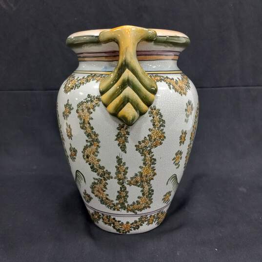Chinese Hand-Painted Greek Style Porcelain 2 Handle Vase image number 4