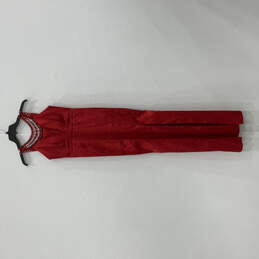 Womens Red Beaded Sleeveless Side Slit Back Zip Bodycon Dress Size Medium