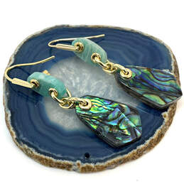 Designer Kendra Scott Gold-Tone Blue Stone Fish Hook Dangle Earrings