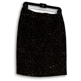 Womens Black Gold Animal Print Flat Front Straight & Pencil Skirt Size 8 alternative image