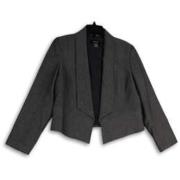 Womens Gray Shawl Collar Long Sleeve Open Front Blazer Size 12