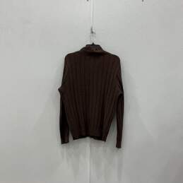 Mens Brown Long Sleeve Mock Neck Zip Up Pullover Sweater Size Medium alternative image