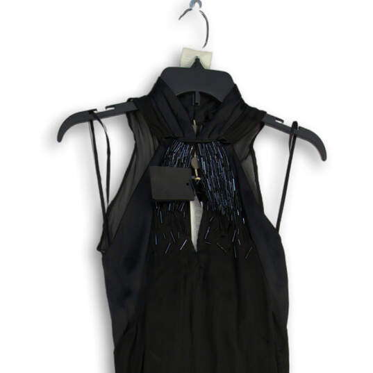 NWT Womens Black Embellished Keyhole Halter Neck Midi Sheath Dress Size 38 image number 3