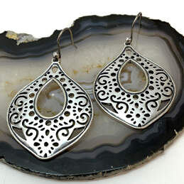 Designer Lucky Brand Silver-Tone engraved Fidh Hook Dangle Earrings