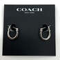 Designer Coach Silver-Tone Pave Rhinestone Versatile Hoop Earrings image number 2