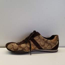 COACH Katelyn Tan Brown Signature Print Canvas Lace Up Sneakers Size 7 M alternative image