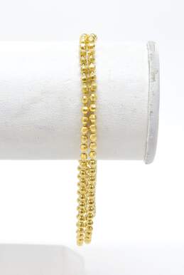 18K Yellow Gold Mirror Ball Bead Double Strand Bracelet 9.6g