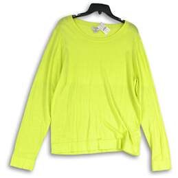 NWT J. Crew Womens Neon Yellow Round Neck Long Sleeve Pullover Sweater Size XL