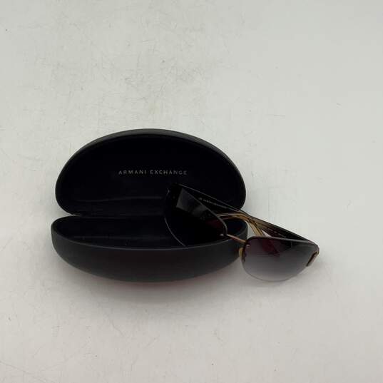 Armani Exchange Mens Black Brown Rimless Lightweight Wrap Sunglasses W/ Case image number 2