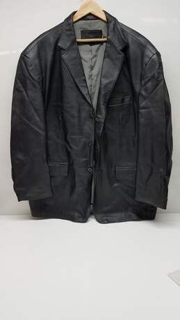 Stanford Blazer Button Front Leather Jacket - Black Men's XXL