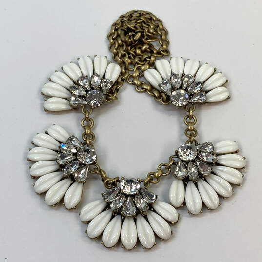 Designer J. Crew Gold-Tone Chain White Daisy Petal Statement Necklace image number 3