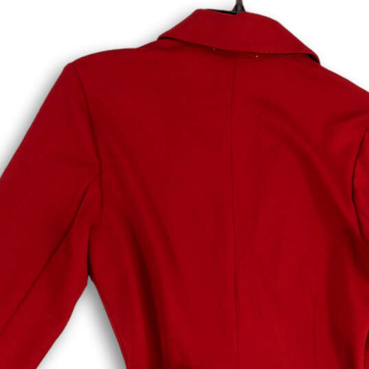 NWT Womens Red Notch Collar Long Sleeve Tie Waist Blazer Dress Size M image number 4