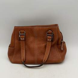 Fossil Womens Brown Leather Inner Zipper Pocket Double Handle Shoulder Bag