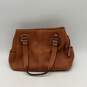 Fossil Womens Brown Leather Inner Zipper Pocket Double Handle Shoulder Bag image number 1