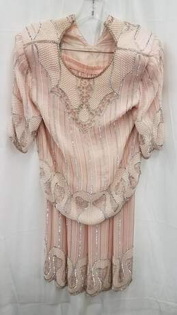 Vintage Light Pink/White Bead Dress + Shirt Set Size S alternative image