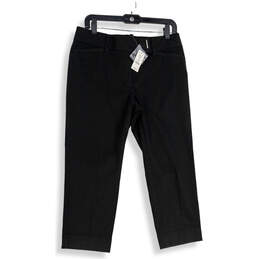 NWT Womens Black Flat Front Welt Pocket Straight Leg Cropped Pants Size 8