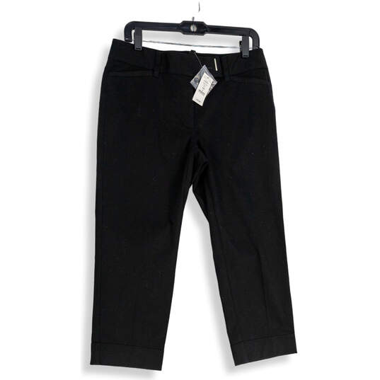 NWT Womens Black Flat Front Welt Pocket Straight Leg Cropped Pants Size 8 image number 1