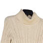 NWT Womens White Gold Knitted Turtle Neck Pullover Sweater Size L Petite image number 3