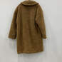 NWT Womens Brown Fur Long Sleeve Button Front Sherpa Overcoat Size XL image number 2