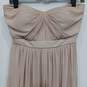 Womens Beige Strapless V Neck Pleated Formal Maxi Dress Size 2 Juniors image number 3