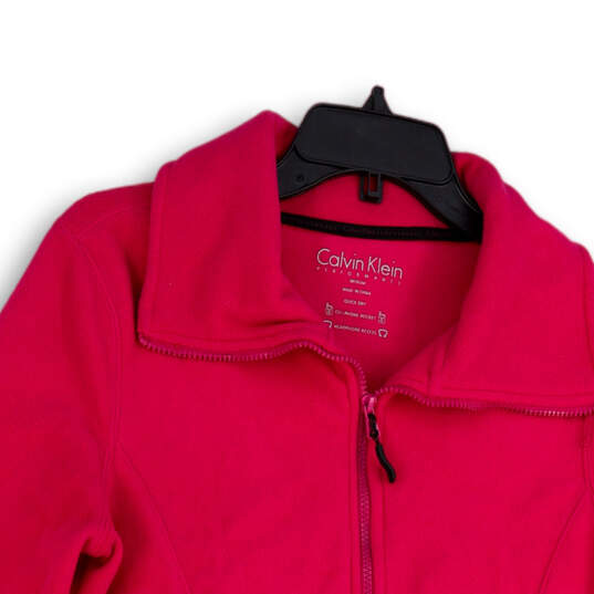 Womens Pink Collared Long Sleeve Pockets Full-Zip Activewear Jacket Size M image number 3