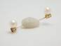 14K Yellow Gold Pearl & Sapphire Accent Stud Earrings 1.1g image number 5