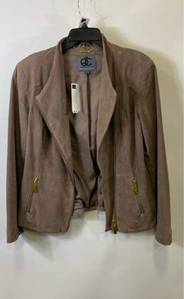 Queen Collection Womens Brown Long Sleeve Full Zip Jacket Size Medium