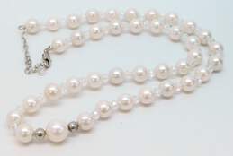 Artisan Sterling Silver Freshwater Pearl & Crystal Necklace Multi Strand Heart Bracelet & Chunky CZ Heart Ring 51.6g alternative image