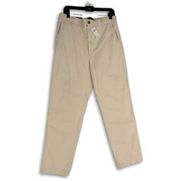 NWT Womens White High Rise Flat Front Slash Pocket Chino Pants Size 12