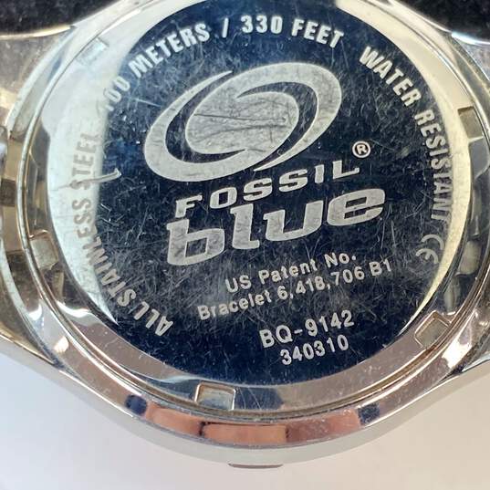 Designer Fossil BQ-9142 Silver-Tone Round Chronograph Bracelet Wristwatch image number 4