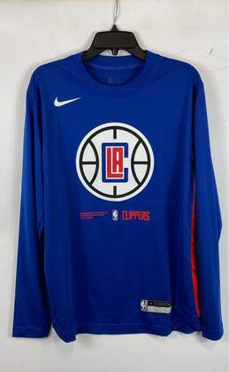 Nike Mens Blue Los Angeles Long Sleeve Clippers La NBA Basketball Jersey Size M