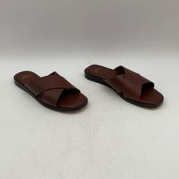 J. Crew Womens Brown Leather Open Toe Cross-Strap Slip-On Sandals Size 6