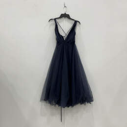 NWT Womens Blue Sleeveless V-Neck Midi Fit & Flare Dress Size Small alternative image